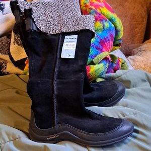 Merrell Women's Black Suede Tall Winter Boots